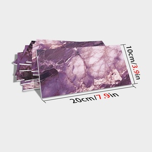 Sognante viola imitazione di marmo PVC doccia pannelli a parete impermeabile lucido Peel Stick carta da parati pareti piastrelle - Product Image 1