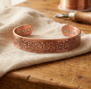 Pure Copper <b>Engraved</b> Dragon Phoenix Mythic Magnetic Cuff Bracelet Luxury Handmade Personalization High Polish <b>Bangle</b> Jewelry - Product Image 6