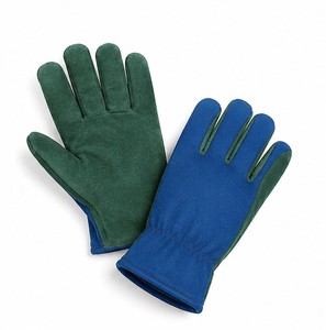 Wholesale <b>Working</b> <b>Gloves</b> With Blue Spandex Green leather Safety <b>Gloves</b> Wrist Length Breathable For Outdoor Daily Use All season - Product Image 5