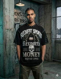 Camisetas Personalizadas con Serigrafía y Pedrería, 100% Algodón, Talla Grande, 240 GSM, Estilo Urbano, Fabricante OEM - Product Image 3