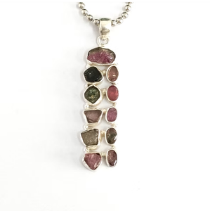 Magnifique pendentif tendance multi-éléments en argent sterling 925, tranches multicolores vintage, bijou cadeau pour elle - Product Image 2