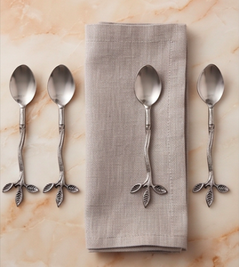 Ensemble de cuillères à thé en métal au design rustique en forme de branche, finition mate, style vintage, compatibles lave-vaisselle, pour la cuisine - Product Image 4