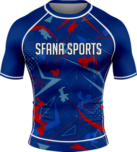 Custom Men’s Half Sleeve Rashguard Logo Printed Quick Dry Compression Gym Training Sports Shirt Wholesale OEM Service - Product Image 1