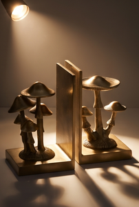 Porte-livres décoratifs modernes en métal doré, motif champignon texturé, pour bibliothèque et bureau, vente en gros - Product Image 5