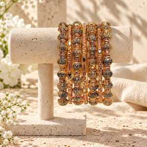 Antique Gold Plated Beaded Bangle Set for Women Traditional <b>Pakistani</b> Wedding Artificial <b>Jewelry</b> Factory Wholesale - Product Image 5