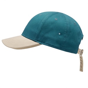 Gorra de Béisbol Amkoor Teal de 6 Paneles en Mezclilla con Visera Beige en Contraste, Transpirable, Impermeable, Ajustable, Unisex, Informal, para Primavera/Verano - Product Image 4
