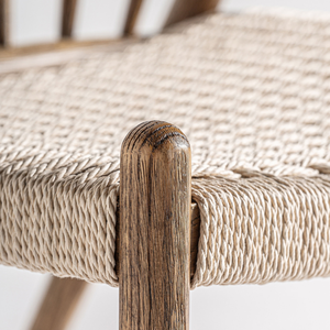 Sillón de Exterior Estilo Escandinavo Moderno, Asiento de Cuerda Tejida con Madera de Teca Sólida, Respaldo Ergonómico, Muebles de Patio Duraderos - Product Image 5