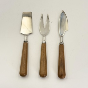 Juego de Herramientas para Queso con Mango de Madera de Acacia, Cuchillo y Tenedor para Queso, Acero Inoxidable Pulido a Espejo, al Precio Más Bajo en India - Product Image 1