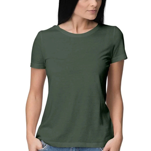 Camiseta de Cuello Redondo para Mujer, Color Sólido, Corte Ajustado, Manga Corta, 100% Algodón Jersey, Ropa Casual para Todas las Temporadas, Transpirable - Product Image 6