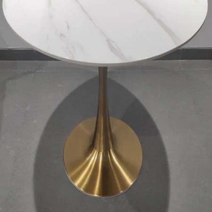 Circle Tulip <b>Table</b> with Wood Thickened Tabletop & Sturdy Metal Pedestal <b>Mid</b> <b>Century</b> Modern Leisure Bistro Tulip <b>Table</b> - Product Image 5