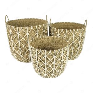 MACRAME NET <b>Woven</b> <b>Basket</b> Seagrass Hyacinth <b>Basket</b> Storage Organization Bin Craft Storage Clothes Organizer - Product Image 2