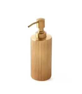 Modern Gold Ribbed Metal Soap <b>Dispenser</b> Vertical Striped Texture Stainless Steel Liquid Lotion <b>Pump</b> <b>Bottle</b> for Luxury Bath - Product Image 6
