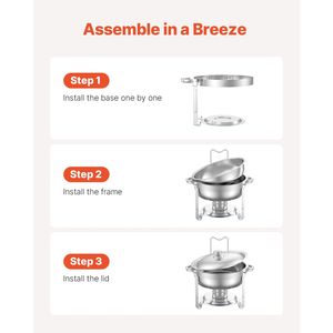 Set Chafing Dish in Acciaio Inossidabile da 5 Qt, 4 Pezzi, con 4 Pentole e Controllo Manuale della Temperatura per Buffet e Catering - Product Image 5