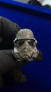 VVS1 <b>Diamond</b> 14K Gold Plated Iced Out Soldier Helmet Engagement Wedding <b>Ring</b> Full <b>Diamond</b> Warrior Mask for Men - Product Image 6