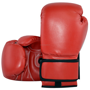 Gants de boxe en cuir rouge MH pour l'entraînement et le sparring, fermeture velcro au poignet, adultes de 14 ans et plus - Product Image 1