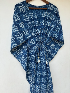 Vestido Kaftán Casual de Verano sin Mangas con Estampado Floral Digital, de Algodón, para Mujer, Traje de Baño, Disponible en Islas del Pacífico Asiático - Product Image 4