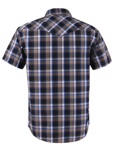 เสื้อเชิ้ตคาวบอยแขนสั้น OEM 2026 สำหรับผู้ชาย กระดุมมุก ลายสก็อต มีกระเป๋าสองช่อง - Product Image 2