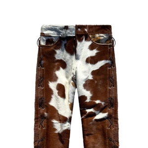Pantalon en cuir sur mesure de luxe pour homme, inspiré de la mode premium Frontier, avec fourrure intégrée - Product Image 4
