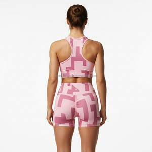 Private Label Plus Size Yoga Set Sublimated Sports Bra Scrunch Butt Shorts Breathable Quick Dry Gym Workout Activewear OEM ODM - Product Image 4