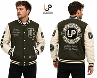 Veste de baseball en laine pour homme sur mesure, manches en cuir PU, lettres brodées, style universitaire de haute qualité, hiver, OEM ODM