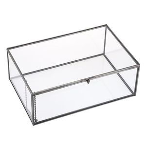 Nordic Glass <b>Box</b> with Gold Brass Frame Geometric Jewelry Chest Makeup Organizer Trinket <b>Box</b> Modern Tabletop Centerpiece Decor - Product Image 3