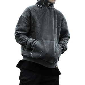 Sweat à capuche délavé à l'acide pour homme, vintage, lavé, à manches longues, streetwear, coupe ample, polaire doux, couleurs personnalisées, vente en gros - Product Image 4