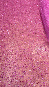 Tissu africain en maille de nylon personnalisé, brodé à la main, couleur rose, orné de perles et de sequins en pierre de cristal, écologique, poids moyen - Product Image 3