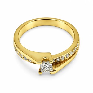 1.10CT Princess Cut <b>Split</b> Shank Pave Diamond Engagement <b>Ring</b> - Product Image 1