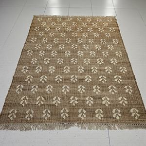 Alfombra Kilim de Yute Natural Hecha a Mano, Alfombra Tejida Ecológica con Patrón Abstracto, Alfombra Sostenible para Sala de Estar - Product Image 1
