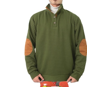 Sweat-shirts pour hommes de couleur unie, sans capuche, en velours côtelé, de haute qualité, pour l'hiver, avec col montant - Product Image 4