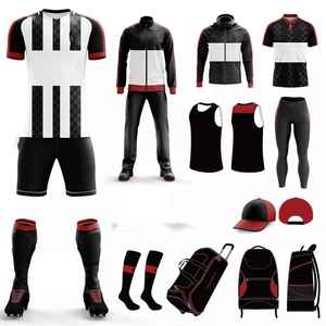 Ensemble de tenue de football rouge pour homme toutes saisons, anti-humidité, avec maillot, short, pantalon, chaussettes, casquette et sac à dos sublimés – Vêtements de sport - Product Image 6