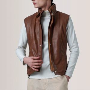 Chaleco de Cuero Genuino Vintage para Hombre, Estilo Vaquero Desgastado, Servicio OEM, Ropa Casual Urbana, Atuendo de Moda Occidental - Product Image 5