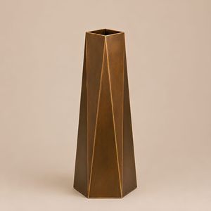 <b>Tall</b> Geometric Decorative <b>Vase</b> Brass Table Metal <b>Flower</b> Holder Irregular Handmade Centerpiece for Living Room Office - Product Image 3