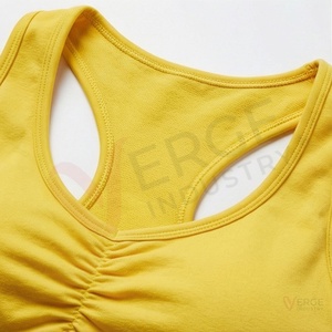 Women <b>Yellow</b> Ruched Racerback Sports <b>Bra</b> High Waist Capri Leggings 2 Piece Yoga Set - Product Image 5