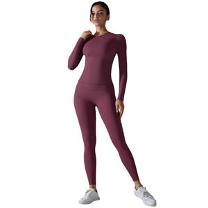 Conjunto de 2 piezas de sujetador deportivo y leggings reversibles para mujer, sexy, hermoso, con espalda descubierta, personalizado, transpirable, antibacteriano, de color liso. - Product Image 1