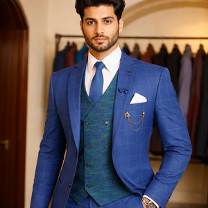 ชุดสูทแต่งงานผู้ชายระดับพรีเมียม 3 ชิ้น ระบายอากาศได้ดี ป้องกันรอยยับ คอลเลคชั่นเบลเซอร์กำมะหยี่สุดหรู ทรงเข้ารูปสง่างาม สำหรับงานพิธีการ - Product Image 1