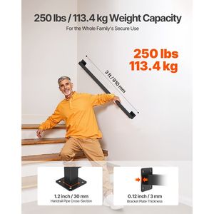 Corrimano per Scale da Interno in Ferro Nero da 3 Piedi Montato a Parete, Capacità di Carico 250 libbre, Ringhiera Industriale Elegante a Forma di S - Product Image 3