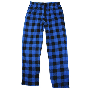 Men's Blue Black <b>Plaid</b> Fleece Pajama Pants Elastic Waist Drawstring Side Pockets Winter Casual Heavyweight Long Pants - Product Image 1