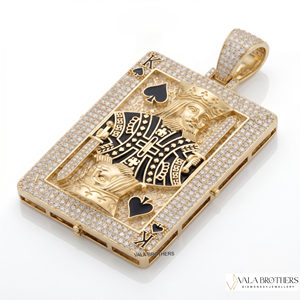 Pendentif hip hop en moissanite, pendentif Roi de Pique avec micro-pavé de moissanite, charme de luxe pour homme - Product Image 1