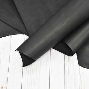 Cuero Genuino de Vaca/Búfalo Negro, Lámina de Cuero con Acabado Natural, Longitud Personalizada, Grano de Cuero Premium para la Fabricación de Cinturones y Bolsos - Product Image 1