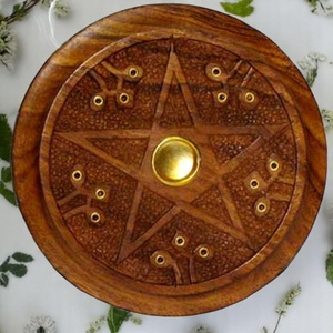 Soporte redondo de madera Agarbatti Soporte de palo de incienso Soporte de incienso de palisandro y quemador (estilo torre o ataúd) Conos - Product Image 1