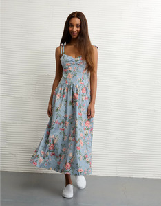 Nouvelle robe trapèze sans manches bleu et blanc à col en V, motif abstrait, idéale pour l'été, robe mini sans manches à taille cintrée pour le quotidien - Product Image 1