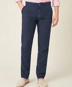 Pantalon long droit simple et décontracté en lin blanc de haute qualité pour homme – Collection été tendance - Product Image 3