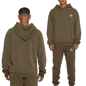 Conjuntos de Sudadera con Capucha de Algodón Teñido Personalizados con Logotipo de Moda y Pantalones Jogger, Proveedor Mayorista de Fábrica OEM ODM - Product Image 1