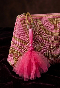 Porte-clés en tulle rose avec pompon, décoration suspendue, style bohème, décoration intérieure, accessoire pour le salon - Product Image 4