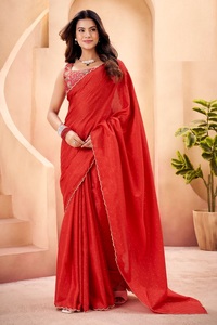 New Design Silk Tusser Weaving Butti Saree with Cutwork Border & Digital Print for Party Occasions - Product Image 6