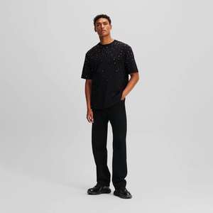 T-shirts en strass personnalisés par un designer professionnel, 100% coton, col rond pour homme, streetwear, t-shirts en strass - Product Image 3