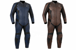 Combinaison de moto en cuir grande taille |   Bleu Brun |   Fabricant OEM ODM |   Qualité de conception haut de gamme |   Vêtements de course |   Sports - Product Image 4