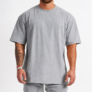 T-shirt en coton tricoté 100 % pour homme, grande taille, coupe classique, respirant, pour le fitness et le quotidien, personnalisable avec logo, vente en gros - Product Image 4