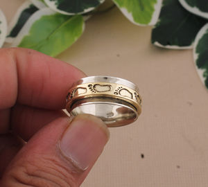 Anillo de Plata de Ley 925 con Diseño de Huella de Bebé, Regalo para Mamás Primerizas, Joyería para la Maternidad, Venta al Por Mayor - Product Image 3